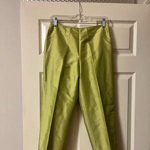 Talbots Lime Green silk  crop Pants
